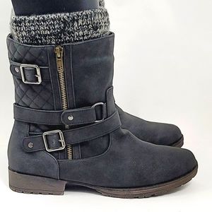 NEW Justfab Women Black Fall Winter Pointy Toe Ankle Boots Size 9 US